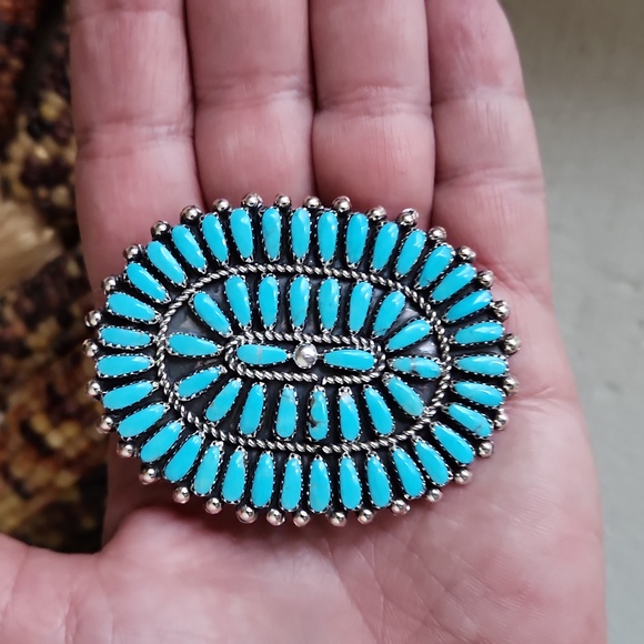 Stunning Large Native American Zuni Turquoise Cluster Pendant ππ©Ά - Picture 8 of 11